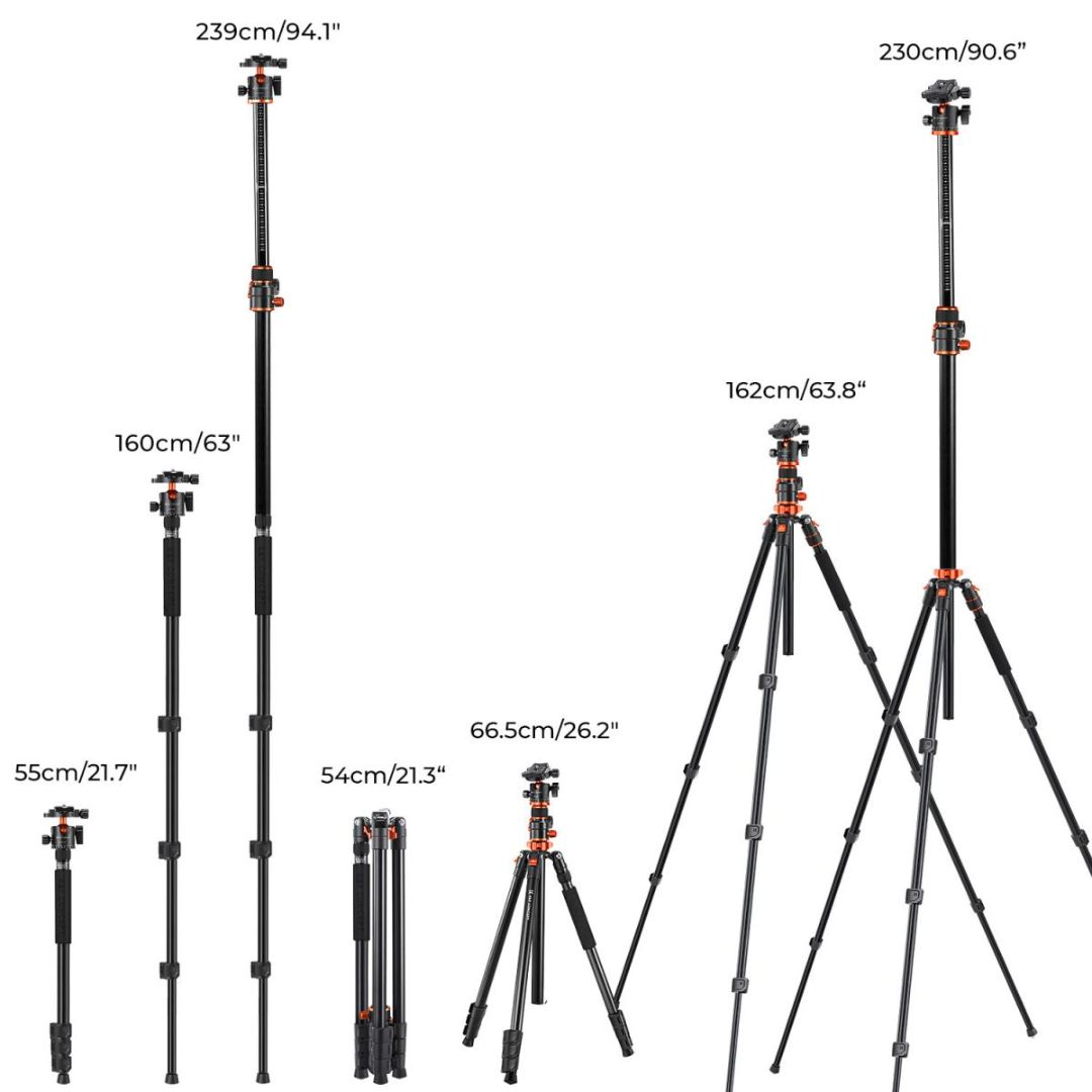 K&F Concept Aluminium-Magnezium tripod (Transverse Center Column) 230cm 10kg KF09.119 - 4